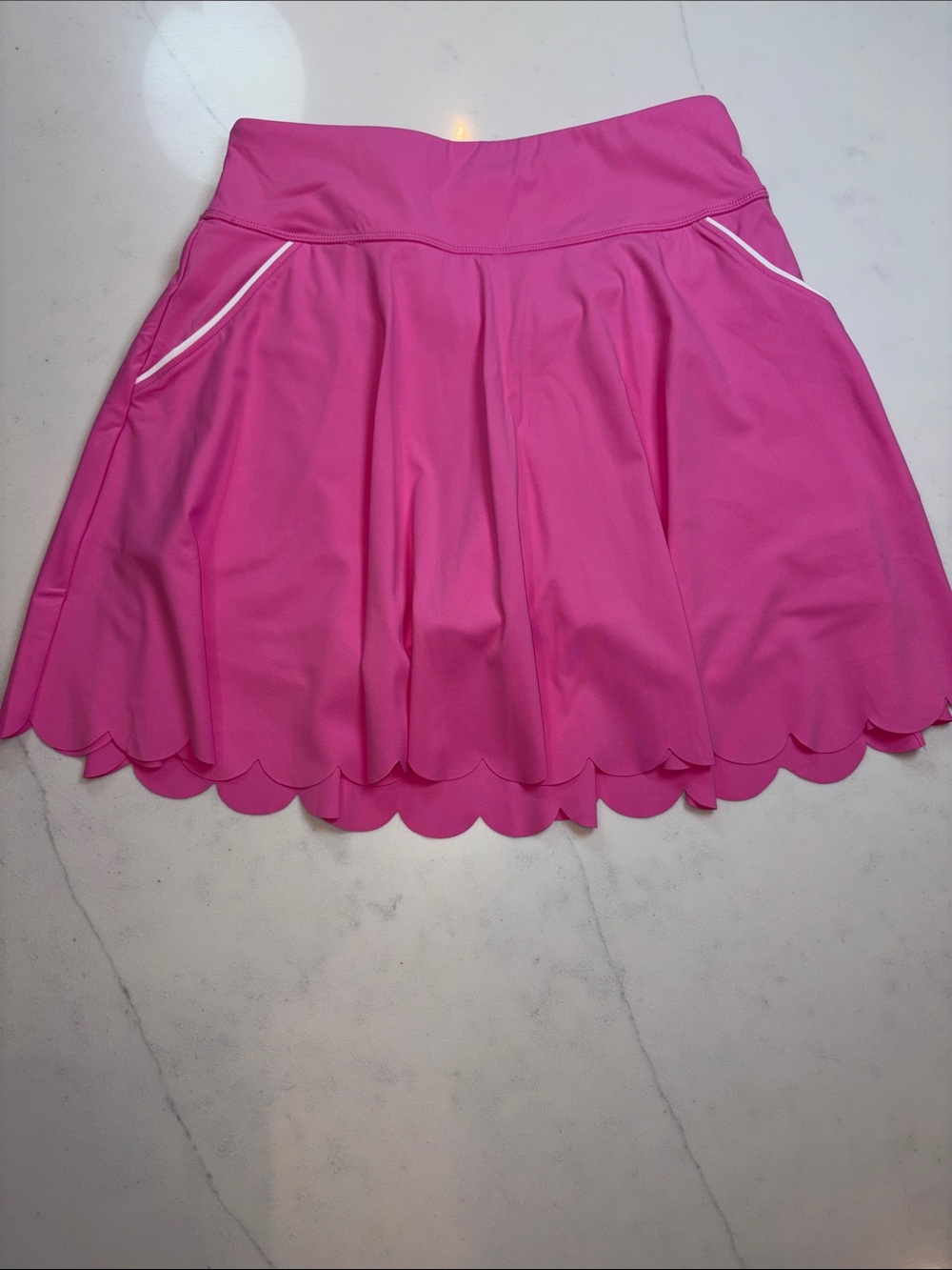 Pink Scallop Hem Athletic Skirt